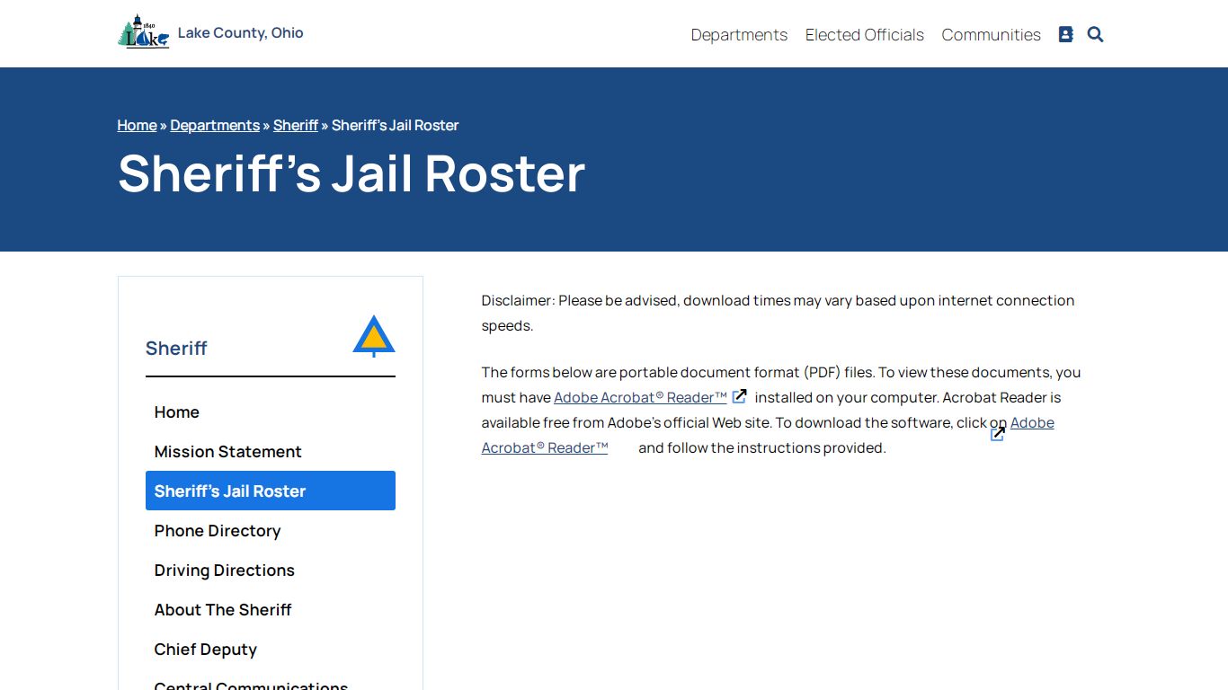 Sheriff’s Jail Roster – Sheriff - Lake County, Ohio